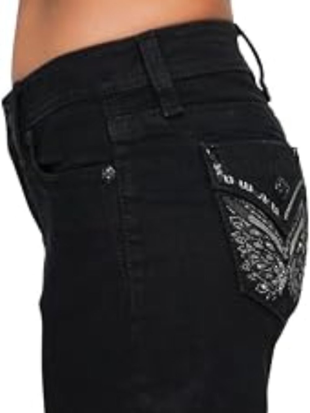 NWT Miss Me Women's Silver Butterfly Wings Faux Flap Pockets Wide Leg 24 X 30 - Picture 3 of 12